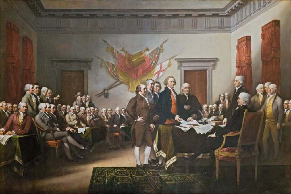 NYS Parks, in partnership with the Friends of the Bennington Battlefield, is sponsoring this free event, "Signing of the Declaration of Independence". The tableaux vivant was common entertainment in the homes and salons of the 19th century. Join us on Saturday, July 4th, at 2:30 pm as we participate in this tradition and recreate John Trumbull’s 1817 painting, "Declaration of Independence". Patrons will have the opportunity to step onto the stage and take photographs following a brief program. Afterward, light refreshments will be served. Questions? Please call or email Joyce Brewer at (518) 258-5772 or staff@hoosickhistory.com