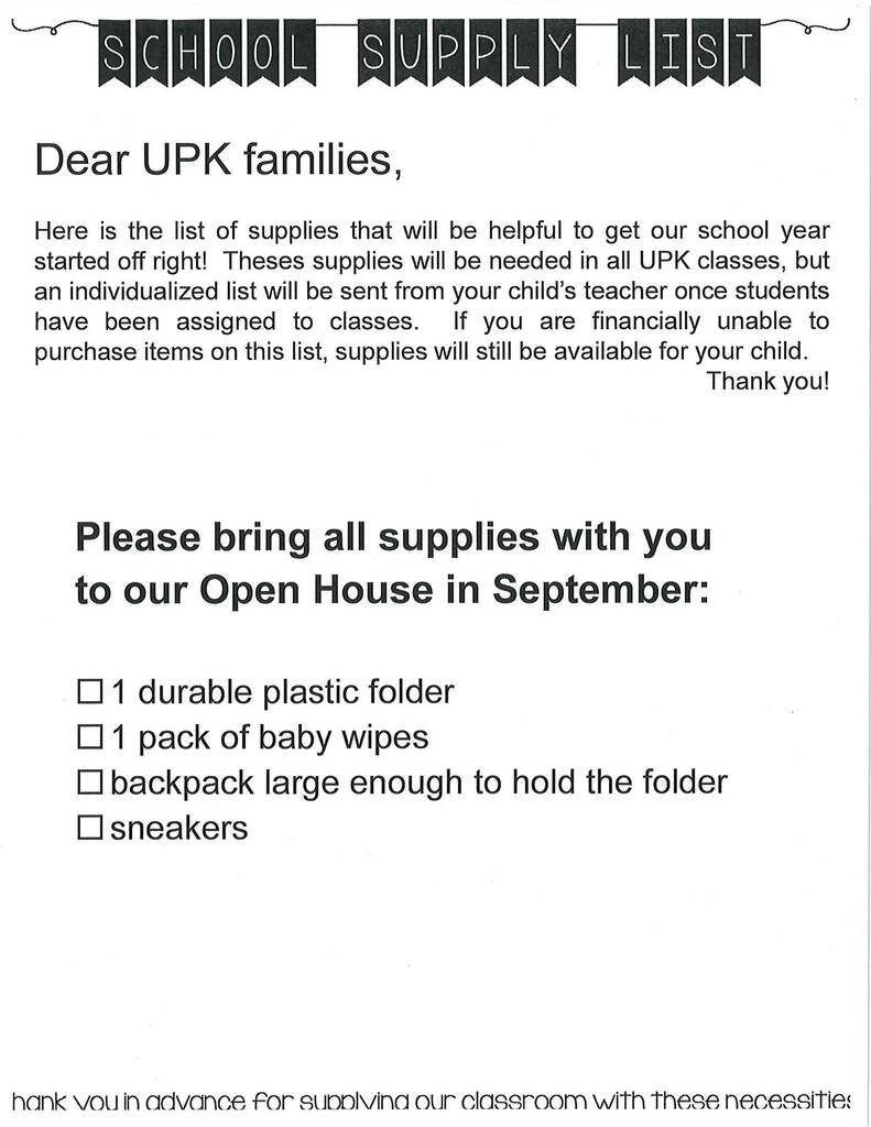 26-27 UPK supply lists