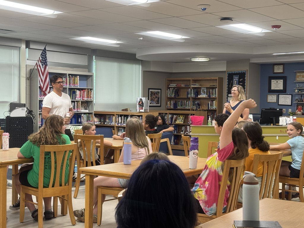 Our Middle School/High School Librarian, Mrs. Antolick, wanted to share highlights from a special day in our library! 📚  On June 12, Hoosick Falls had the honor of welcoming internationally acclaimed young adult author Pablo Cartaya. Throughout the day, he met with our fifth- and sixth-grade students, sharing how our experiences shape our journeys and how we can learn, grow, and find strength through them.  Mr. Cartaya also led an engaging writers' workshop, giving students a behind-the-scenes look at his creative process and offering tips for crafting compelling stories. Students were thrilled to meet the author of a book they had been reading, ask thoughtful questions, and have their books signed.  Thank you, Mrs. Antolick, for organizing this incredible opportunity and for sharing these wonderful moments with our school community!🐾
