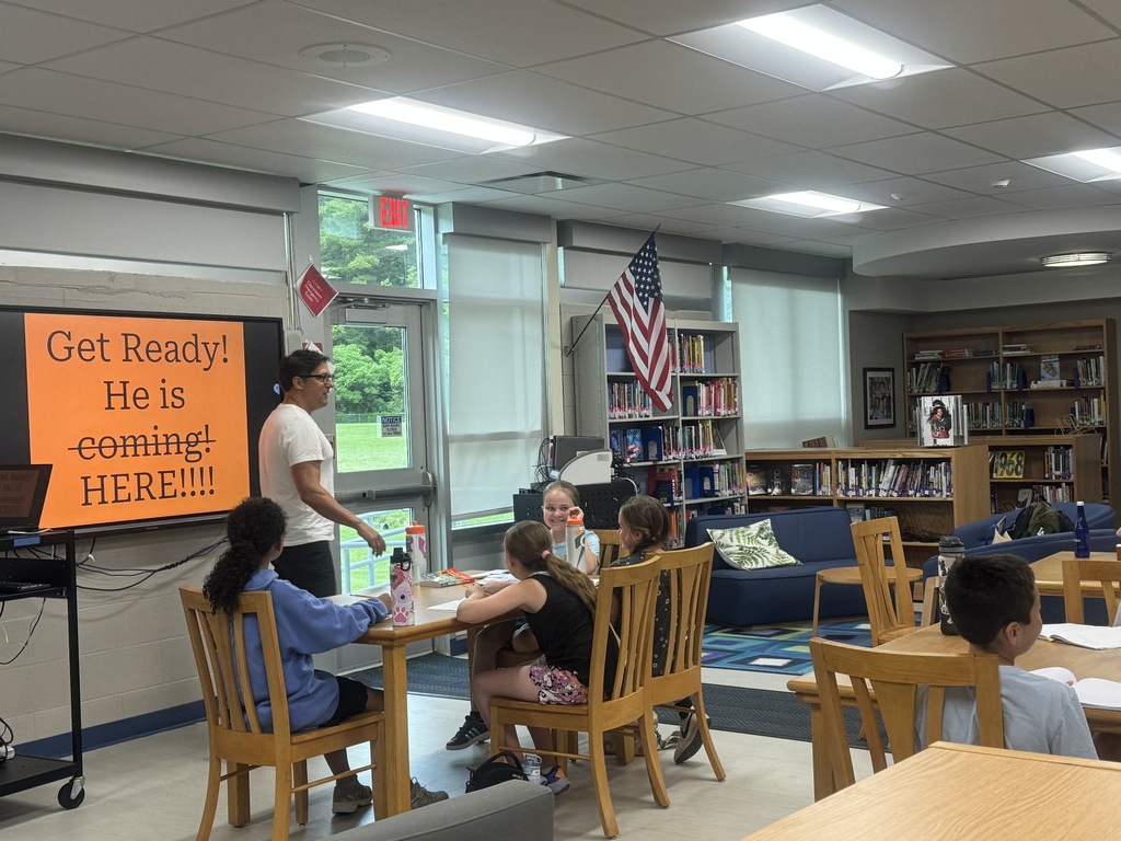 Our Middle School/High School Librarian, Mrs. Antolick, wanted to share highlights from a special day in our library! 📚  On June 12, Hoosick Falls had the honor of welcoming internationally acclaimed young adult author Pablo Cartaya. Throughout the day, he met with our fifth- and sixth-grade students, sharing how our experiences shape our journeys and how we can learn, grow, and find strength through them.  Mr. Cartaya also led an engaging writers' workshop, giving students a behind-the-scenes look at his creative process and offering tips for crafting compelling stories. Students were thrilled to meet the author of a book they had been reading, ask thoughtful questions, and have their books signed.  Thank you, Mrs. Antolick, for organizing this incredible opportunity and for sharing these wonderful moments with our school community!🐾
