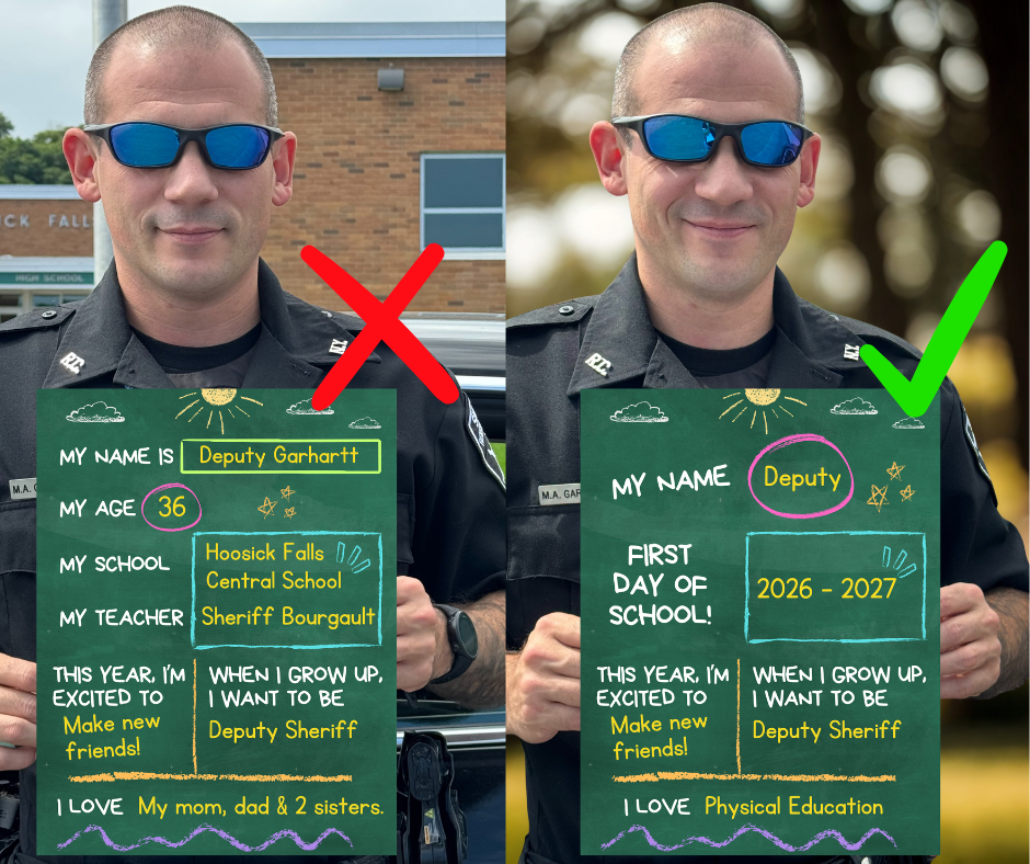As you get ready for the first day of school tomorrow, please consider this friendly reminder from our School Resource Officer, Deputy Garhartt & K9 Eddie! 🐾 When posting those adorable first-day photos: 📸 Keep it simple: Avoid including personal details in your captions or signboards (leave off full names, ages, teachers' names, grades, or specific locations, and avoid photos in front of your house with the address). When driving near our schools and buses: 🛑 Stop for school buses when their stop signs are out and red lights are flashing. 🚸 Watch for children crossing the road. 🐢 Slow down in all school zones. Let’s all work together to keep our students safe this school year. We can't wait to see you tomorrow!