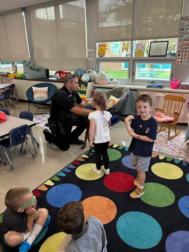 Pawsitive vibes at HFCS! 🐾 Our UPK and Kindergarten students loved getting to know our School Resource Officer, Deputy Garhartt, and K9 Eddie during their classroom visits over the last few days! 🐶Along with custom stickers and coloring books, Eddie helped teach our youngest learners how to gently approach and pet a therapy dog. These visits are such a great way for students to build strong connections with Deputy Garhartt and feel safe at school. Thank you, Deputy Garhartt and Eddie, for taking the time to visit! 💙👏