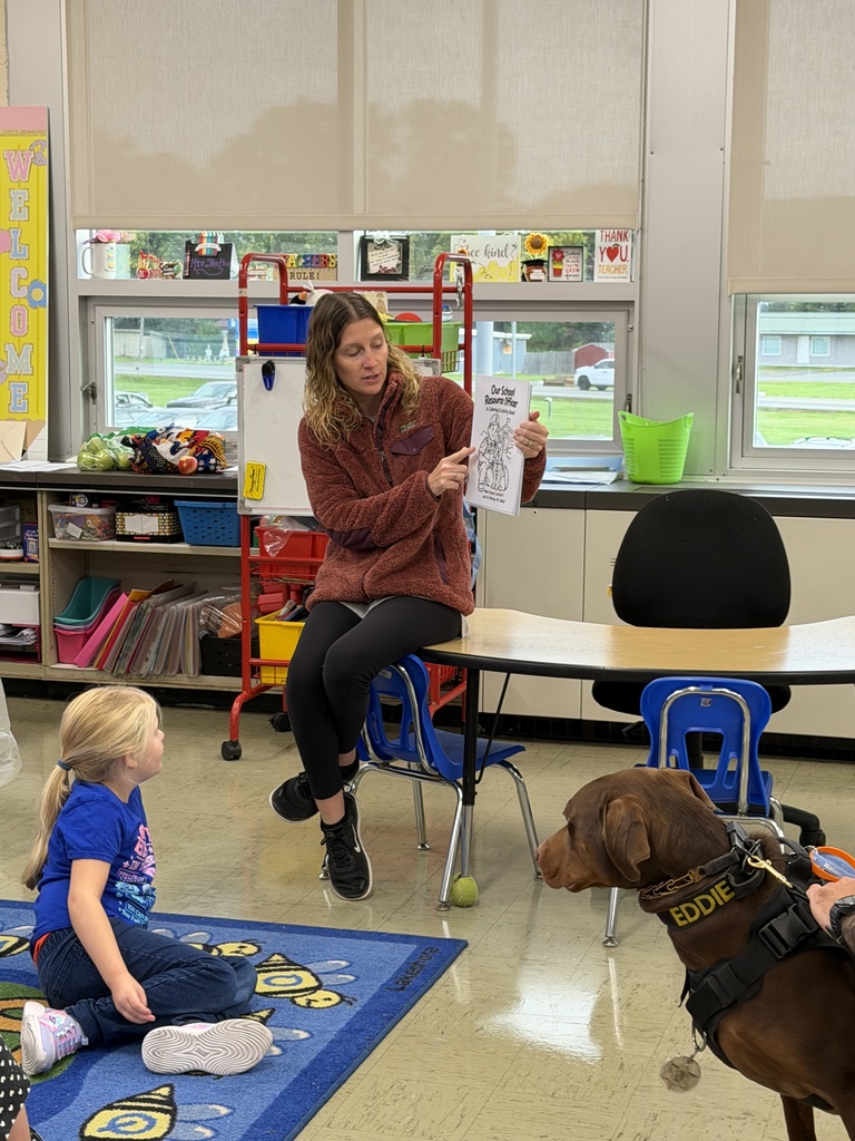 Pawsitive vibes at HFCS! 🐾 Our UPK and Kindergarten students loved getting to know our School Resource Officer, Deputy Garhartt, and K9 Eddie during their classroom visits over the last few days! 🐶Along with custom stickers and coloring books, Eddie helped teach our youngest learners how to gently approach and pet a therapy dog. These visits are such a great way for students to build strong connections with Deputy Garhartt and feel safe at school. Thank you, Deputy Garhartt and Eddie, for taking the time to visit! 💙👏