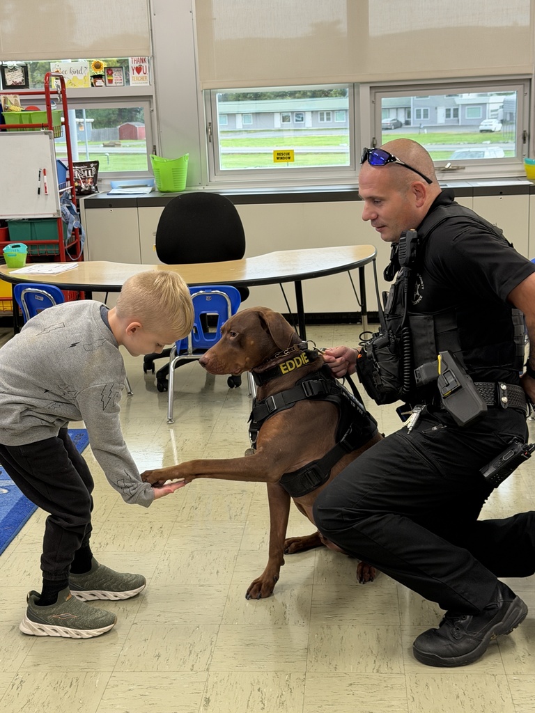 Pawsitive vibes at HFCS! 🐾 Our UPK and Kindergarten students loved getting to know our School Resource Officer, Deputy Garhartt, and K9 Eddie during their classroom visits over the last few days! 🐶Along with custom stickers and coloring books, Eddie helped teach our youngest learners how to gently approach and pet a therapy dog. These visits are such a great way for students to build strong connections with Deputy Garhartt and feel safe at school. Thank you, Deputy Garhartt and Eddie, for taking the time to visit! 💙👏