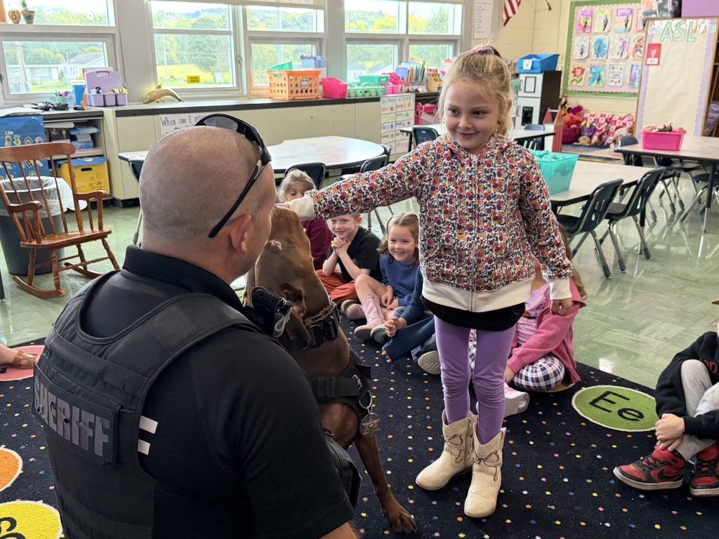Pawsitive vibes at HFCS! 🐾 Our UPK and Kindergarten students loved getting to know our School Resource Officer, Deputy Garhartt, and K9 Eddie during their classroom visits over the last few days! 🐶Along with custom stickers and coloring books, Eddie helped teach our youngest learners how to gently approach and pet a therapy dog. These visits are such a great way for students to build strong connections with Deputy Garhartt and feel safe at school. Thank you, Deputy Garhartt and Eddie, for taking the time to visit! 💙👏
