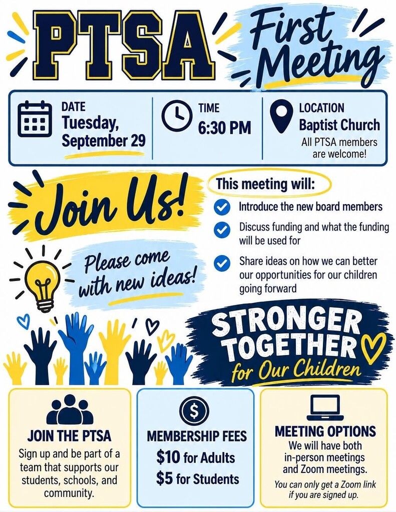 PTSA first meeting flyer