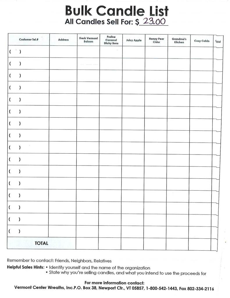 candle order form