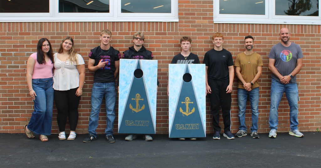 Check out the latest collaboration between our talented HFCSD students! 🛠️🎨These custom cornhole boards were built from scratch by Mr. Bundrick's construction students (Ethan Ritter, Ryan Senecal, Austin Cavanaugh, Tyler Tiber, and Spencer Tate) and beautifully hand-painted by Mr. Viera’s Studio Art students (Reese Richard and Alsace Martin). The boards were "commissioned" and created specifically for HFCSD teacher Ms. Ferullo! Huge shoutout to our staff and students for combining their craftsmanship and creativity to produce such awesome work! 🐾💙