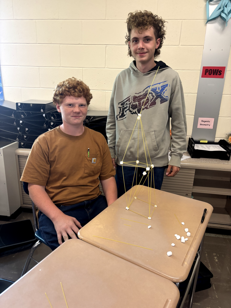 📐 Mathematician of the Month & First Day Fun! 📏Congratulations to the September Mathematician of the Month awardees from Mrs. Nelson's high school math classes! 👏🎉Regents Geometry: Laney Kasulinous, Aurora Ferraro, & Myla Steller; Intro to Geometry: Makayla Wiggins; Stats/Probability: Ryan Sparks.  To kick off the school year, Mrs. Nelson's Geometry students also jumped into a hands-on Spaghetti & Marshmallow Building Contest! 🍝🍡 Check out the awesome teamwork, problem-solving, and creative towers they built on day one. Thanks for sharing, Mrs. Nelson!🐾