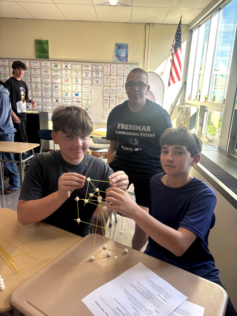 📐 Mathematician of the Month & First Day Fun! 📏Congratulations to the September Mathematician of the Month awardees from Mrs. Nelson's high school math classes! 👏🎉Regents Geometry: Laney Kasulinous, Aurora Ferraro, & Myla Steller; Intro to Geometry: Makayla Wiggins; Stats/Probability: Ryan Sparks.  To kick off the school year, Mrs. Nelson's Geometry students also jumped into a hands-on Spaghetti & Marshmallow Building Contest! 🍝🍡 Check out the awesome teamwork, problem-solving, and creative towers they built on day one. Thanks for sharing, Mrs. Nelson!🐾