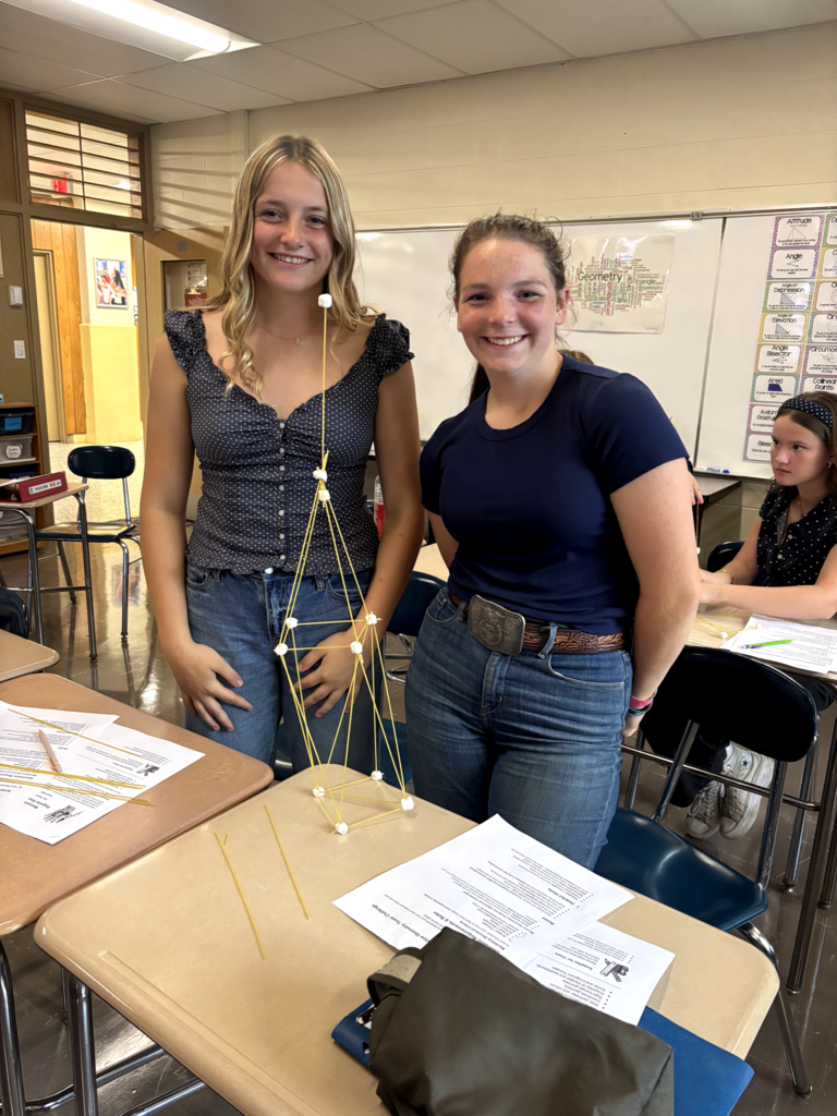 📐 Mathematician of the Month & First Day Fun! 📏Congratulations to the September Mathematician of the Month awardees from Mrs. Nelson's high school math classes! 👏🎉Regents Geometry: Laney Kasulinous, Aurora Ferraro, & Myla Steller; Intro to Geometry: Makayla Wiggins; Stats/Probability: Ryan Sparks.  To kick off the school year, Mrs. Nelson's Geometry students also jumped into a hands-on Spaghetti & Marshmallow Building Contest! 🍝🍡 Check out the awesome teamwork, problem-solving, and creative towers they built on day one. Thanks for sharing, Mrs. Nelson!🐾