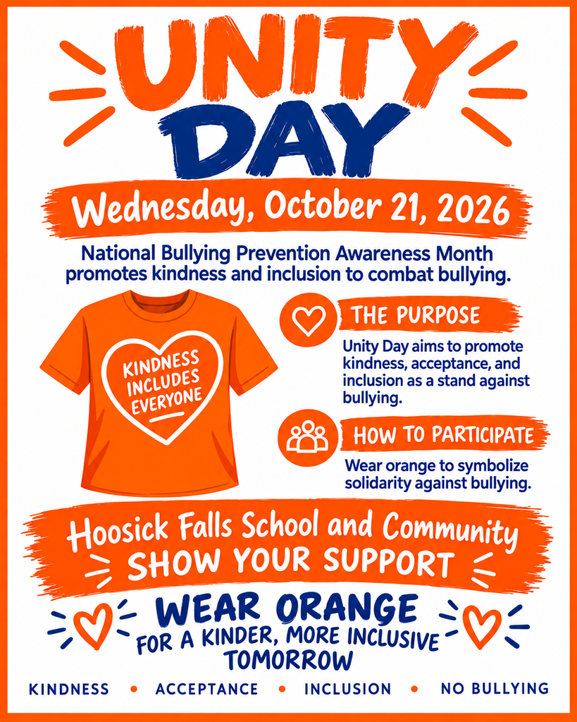 Mark your calendars for October 21st! 🧡 Pick out your favorite orange outfit to show your support for kindness, acceptance, and inclusion this Unity Day.