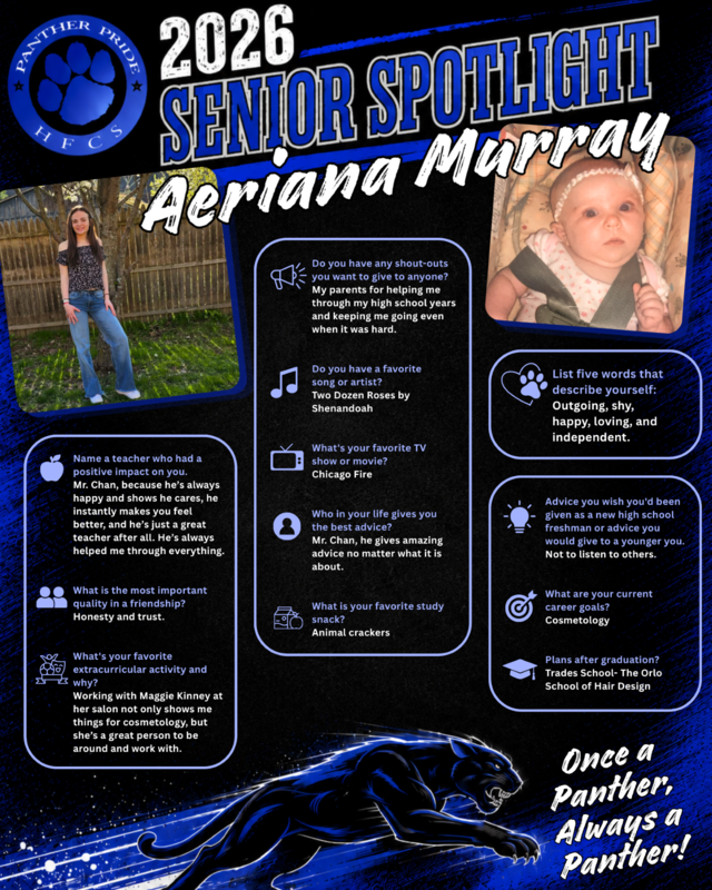 🎓It's Senior Spotlight time! 🐾We will be sharing these two at a time this year, in the order that they were submitted. (Ask your senior if they filled out the form that was emailed to them!) 