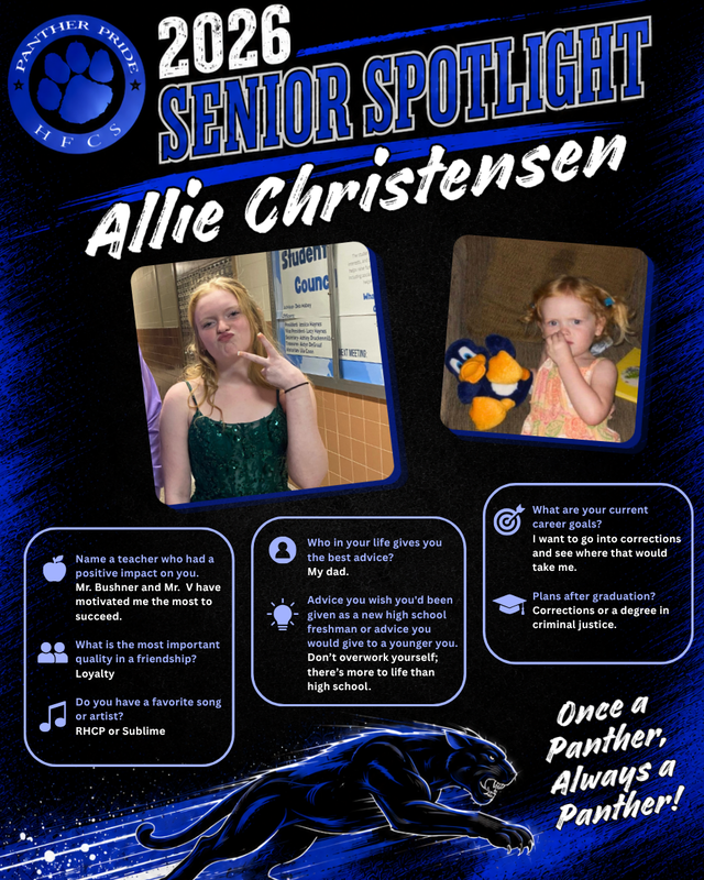 🎓It's Senior Spotlight time! 🐾We will be sharing these two at a time this year, in the order that they were submitted. (Ask your senior if they filled out the form that was emailed to them!)