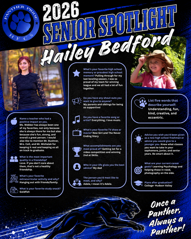 🎓It's Senior Spotlight time! 🐾We will be sharing these two at a time this year, in the order that they were submitted. (Ask your senior if they filled out the form that was emailed to them!) 
