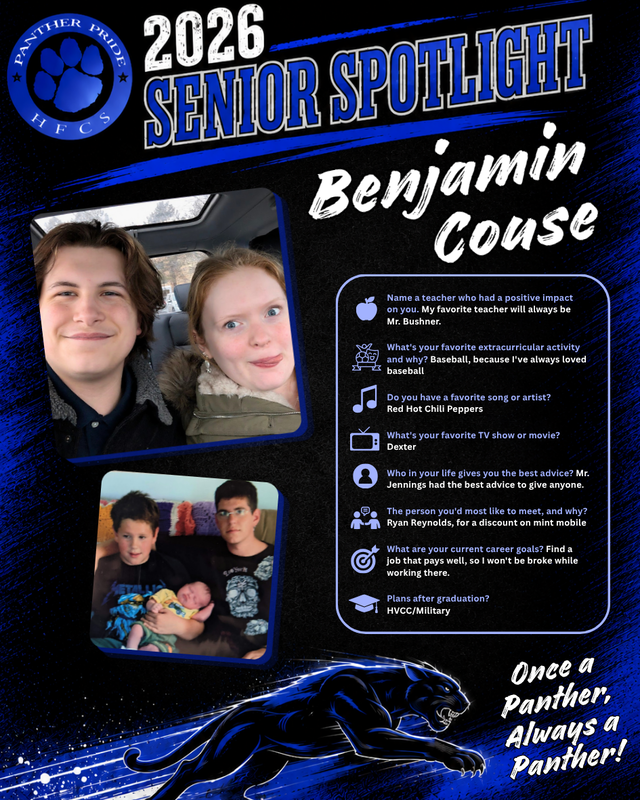 🎓It's Senior Spotlight time! 🐾We will be sharing these two at a time this year, in the order that they were submitted. (Ask your senior if they filled out the form that was emailed to them!)