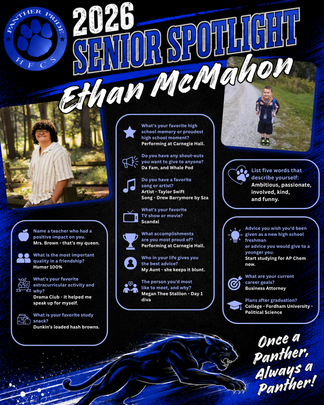 🎓It's Senior Spotlight time! 🐾We will be sharing these two at a time this year, in the order that they were submitted. (Ask your senior if they filled out the form that was emailed to them!) 