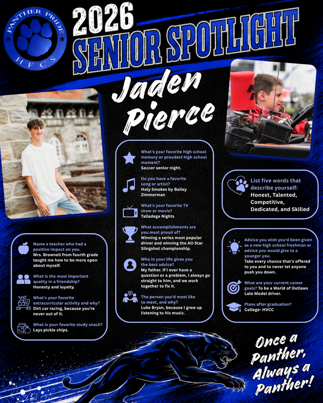 🎓It's Senior Spotlight time! 🐾We will be sharing these two at a time this year, in the order that they were submitted. (Ask your senior if they filled out the form that was emailed to them!)