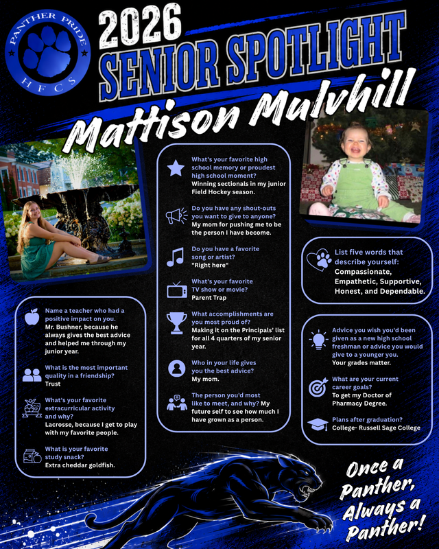 🎓It's Senior Spotlight time! 🐾We will be sharing these two at a time this year, in the order that they were submitted. (Ask your senior if they filled out the form that was emailed to them!)