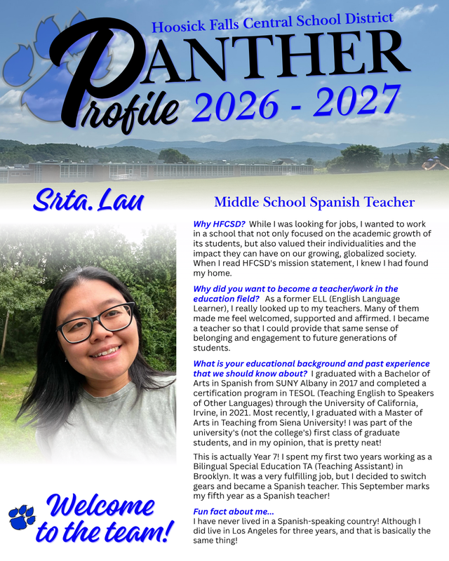 middle school Spanish teacher Srta. Lau.