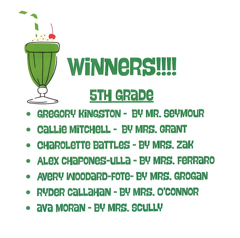 middle school lucky shake winners