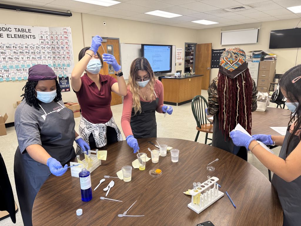 🔬✨ HHS Chemistry students are diving into hands-on learning! Today, they’re conducting a lab experiment to test for proteins in various food substances. Science in action at Hope High! 🧪🥼 #HHSChemistry #ScienceIsCool #BobcatPride