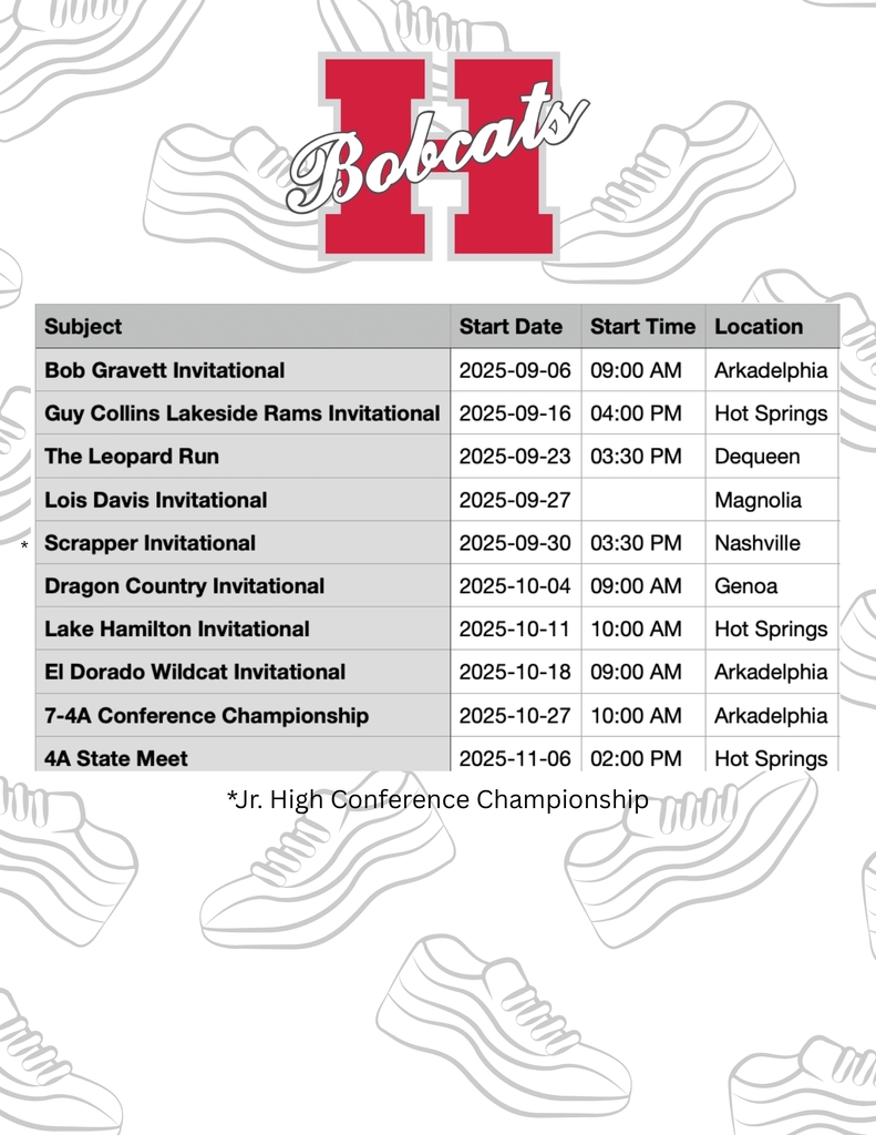 Schedule for cross country 