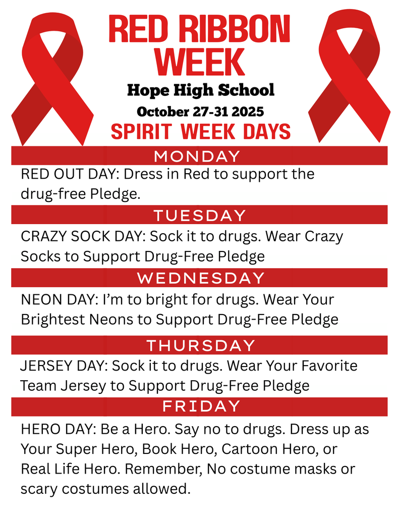 Red Ribbon Week (English) - October 27-31