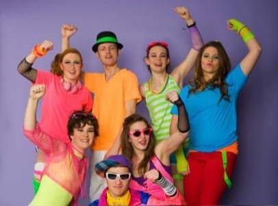 students in neon clothing