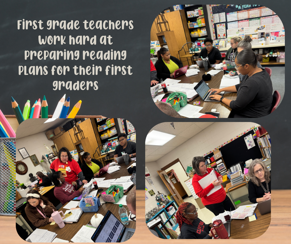 First grade teachers work hard at preparing reading plans for their students