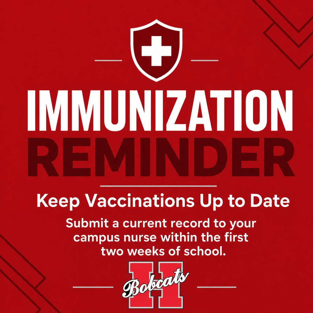 📢 Immunization Reminder for Parents and Students As we prepare for the new school year, parents and guardians are reminded to ensure their student’s immunizations are up to date. Please provide a current copy of your student’s immunization record to the nurse at their campus within the first two weeks of school. Thank you for helping us keep our students healthy and ready to learn!