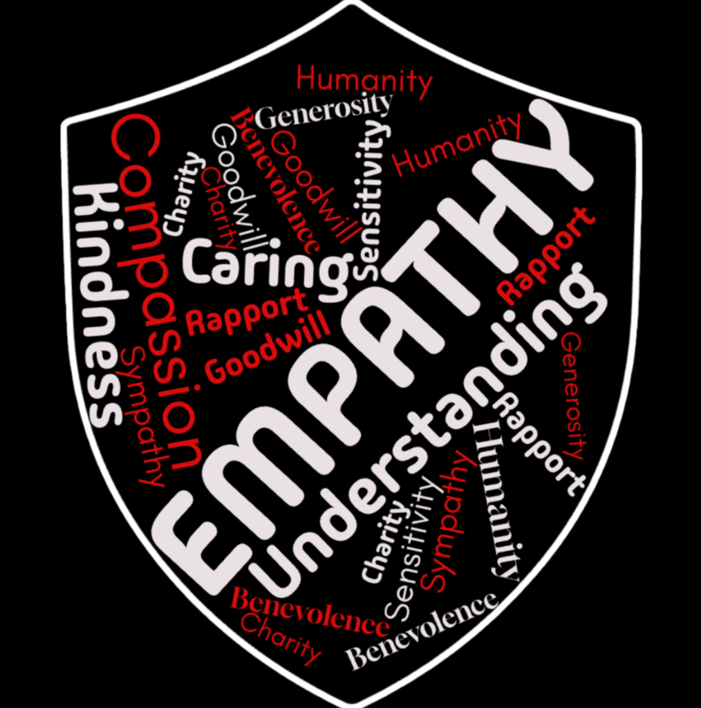 Yerger Shield with empathy word cloud