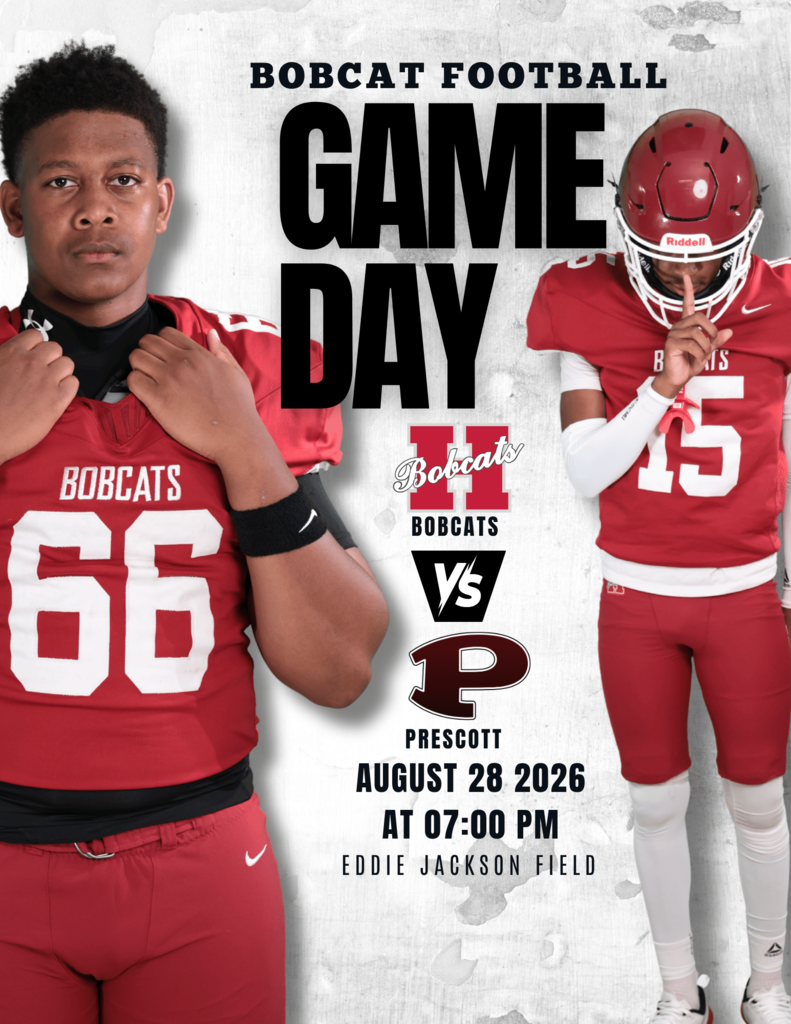 🏈 IT’S GAME DAY! The Hope Bobcats open the 2026 football season on the road against Prescott! 📅 Friday, August 28 ⏰ 7:00 PM 📍 Eddie Jackson Field Let’s start the season strong! Go Bobcats! 🔴⚫ #HopeBobcats #BobcatFootball #GameDay