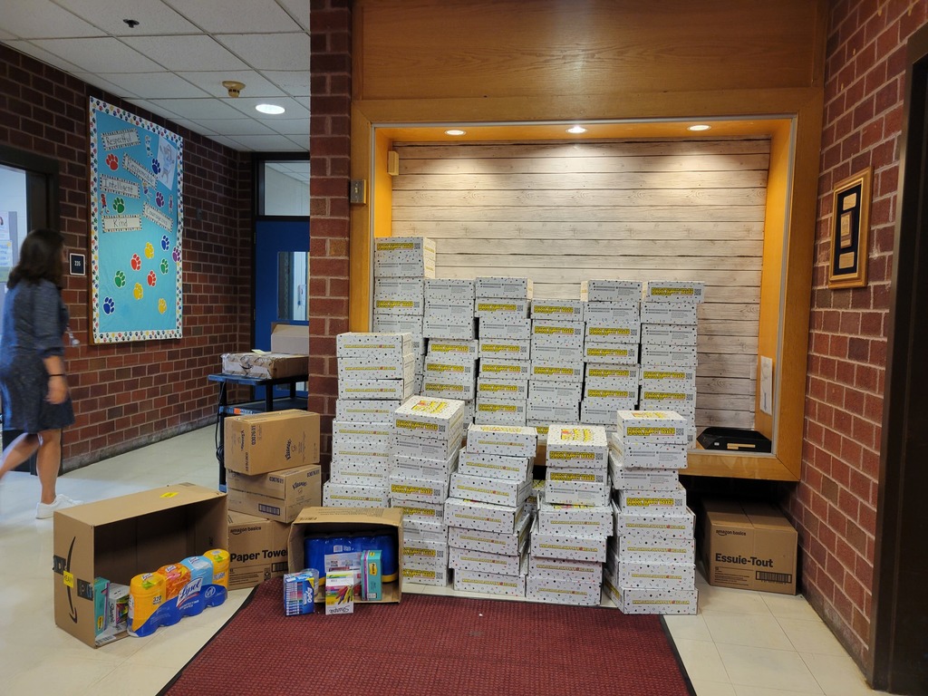 Our MES lobby is full from Cram The Van For Students