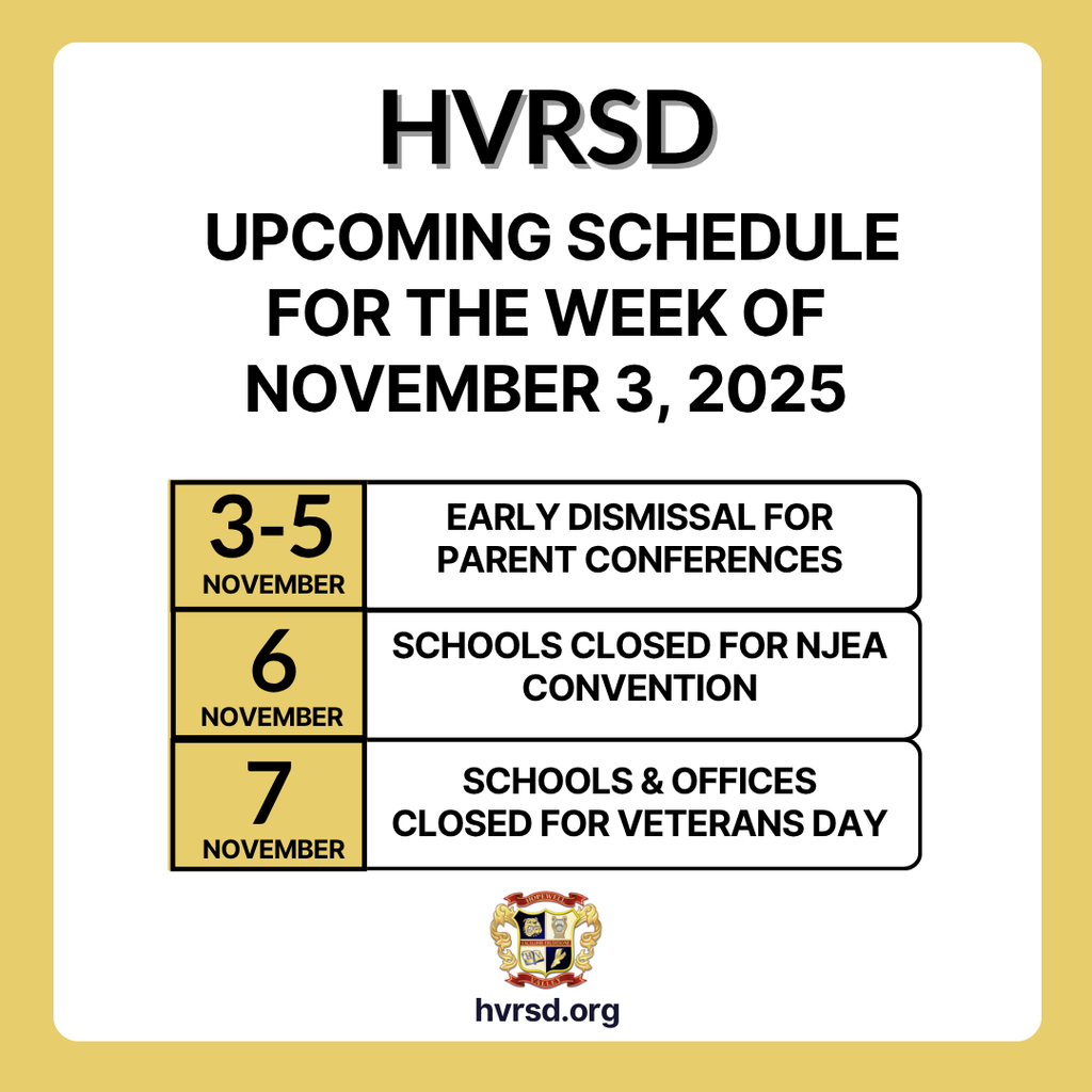 HVRSD Schedule for Week of Nov 3, 2025