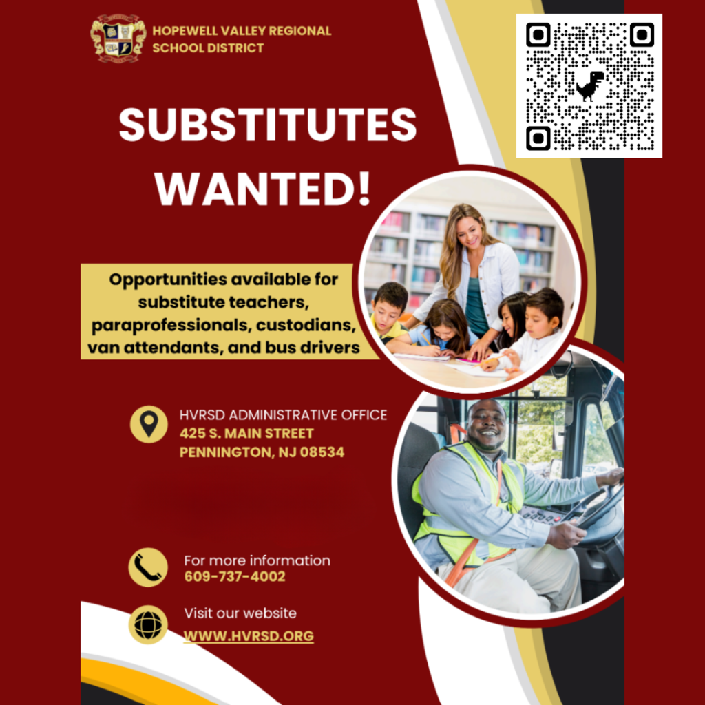 Substitutes Wanted in HVRSD!