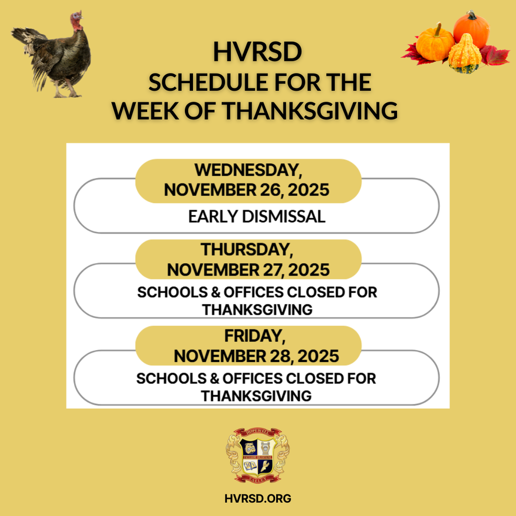 HVRSD Schedule for the Week of November 24, 2025