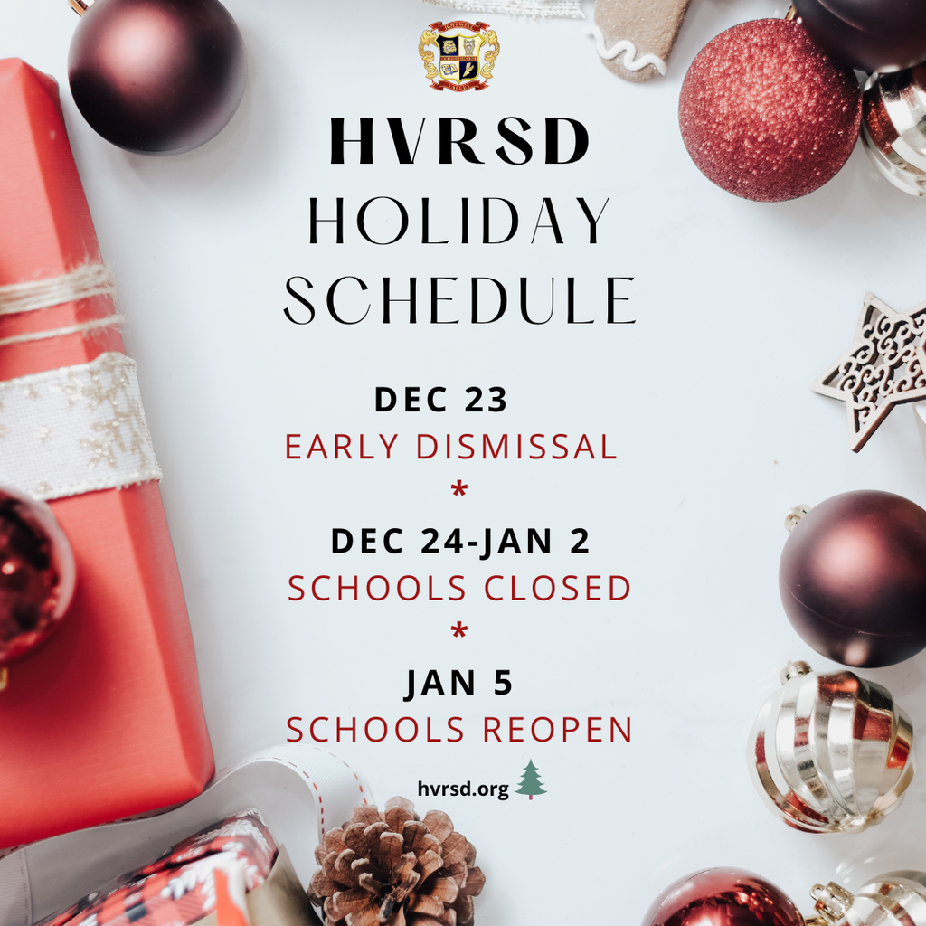 HVRSD Holiday Schedule 2025