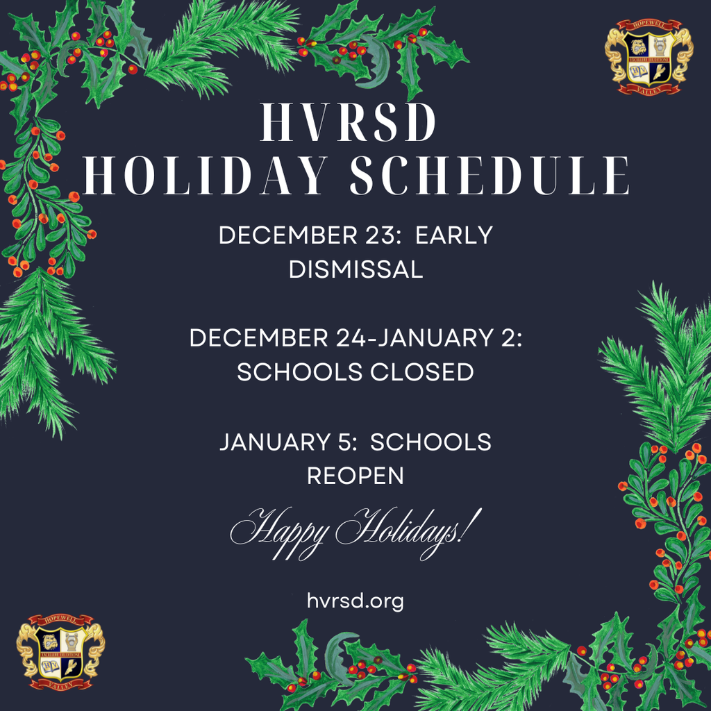 HVRSD Holiday Schedule 2025