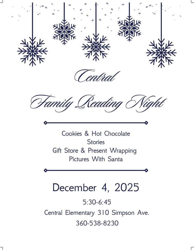 Family Reading Night December 4th 2025 5:30-6:45 PM