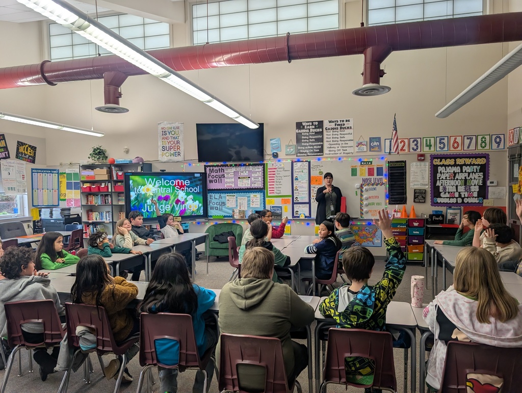 As part of the the Judges in the Classroom program, Judge Vingo stopped by Central Elementary to give 4th graders a look at what judges do and the difference between appeals and trials.