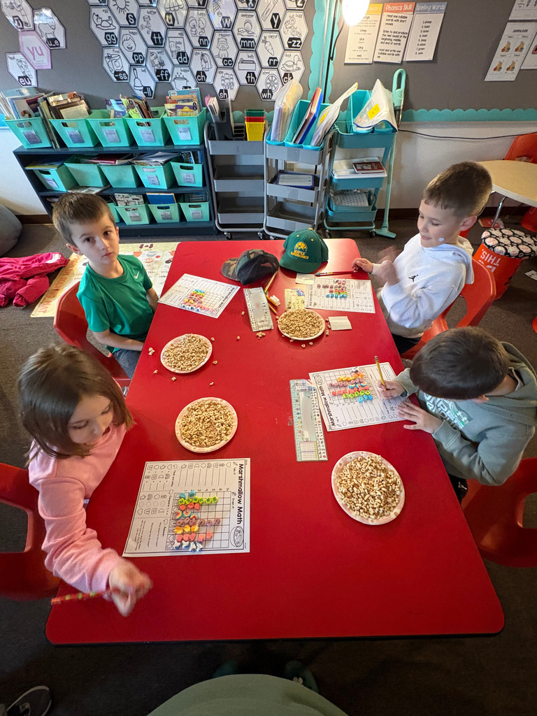 Mrs. Meeker's 1st graders spent time graphing, tallying, adding, and comparing the marshmallows in their Lucky Charms.