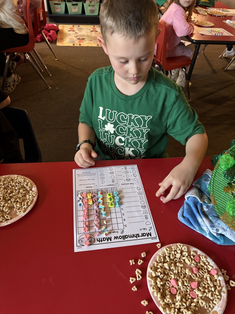 Mrs. Meeker's 1st graders spent time graphing, tallying, adding, and comparing the marshmallows in their Lucky Charms.