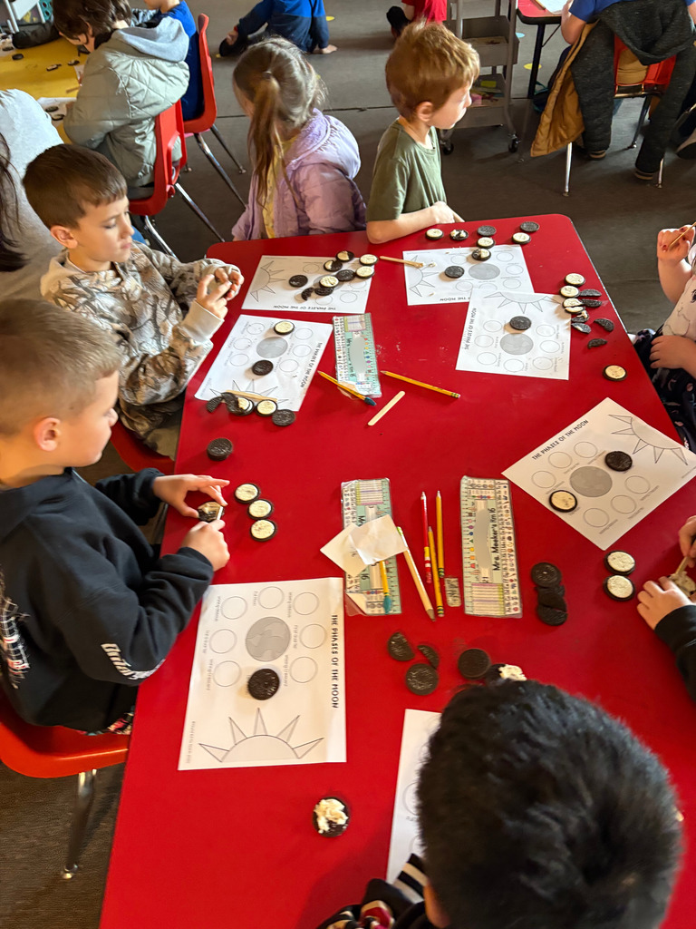 Mrs. King's and Mrs. Meeker's classes used Oreo cookies to demonstrate their knowledge of moon phases