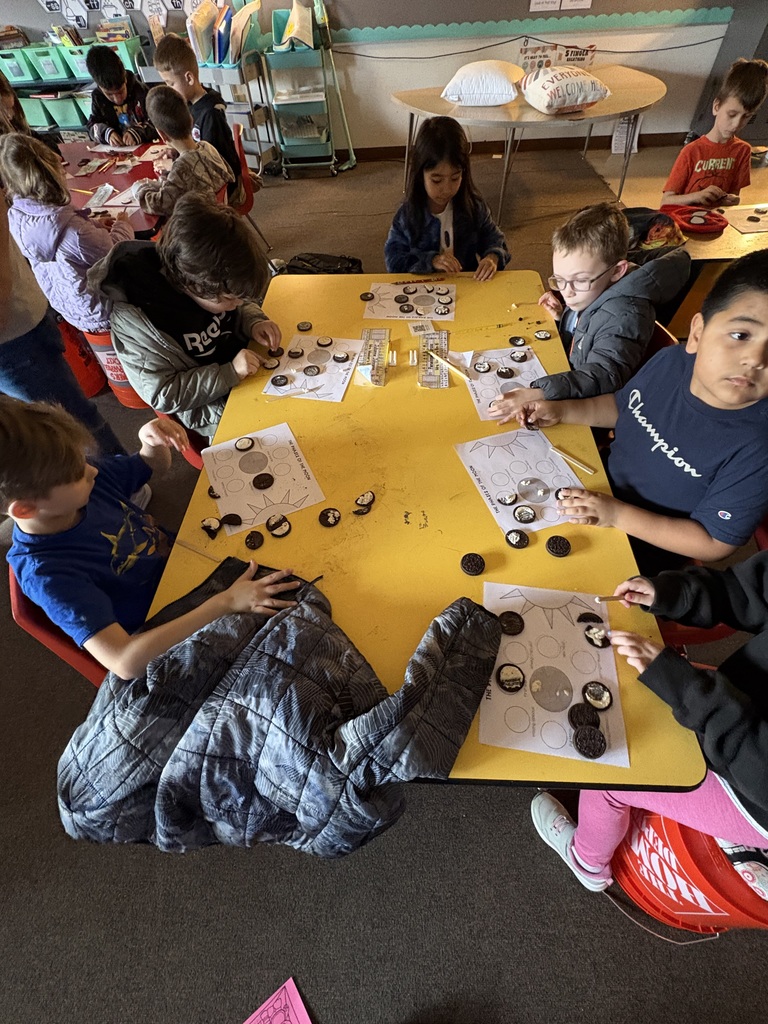 Mrs. King's and Mrs. Meeker's classes used Oreo cookies to demonstrate their knowledge of moon phases