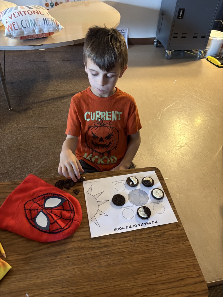 Mrs. King's and Mrs. Meeker's classes used Oreo cookies to demonstrate their knowledge of moon phases