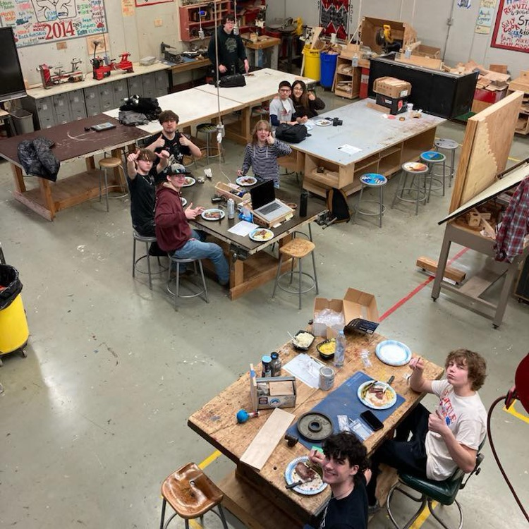 students eating steak!