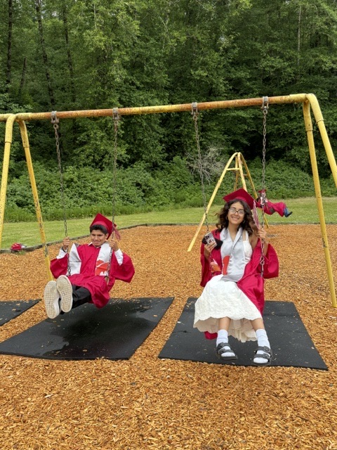 Senior parade - playing on playground
