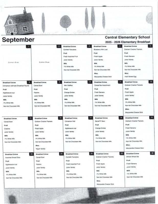 SEPTEMBER 2025 BREAKFAST MENU