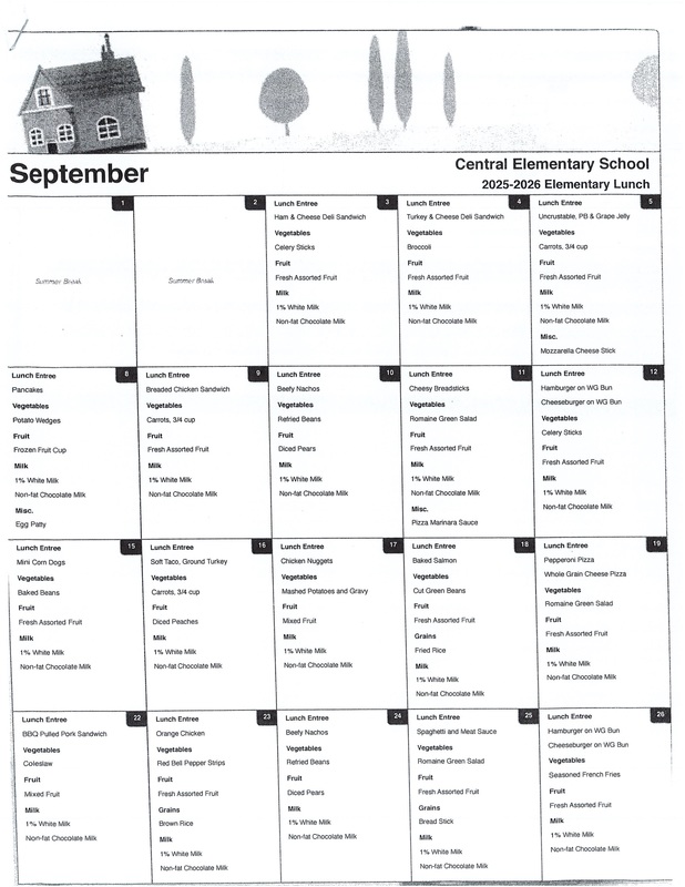 SEPTEMBER 2025 LUNCH MENU